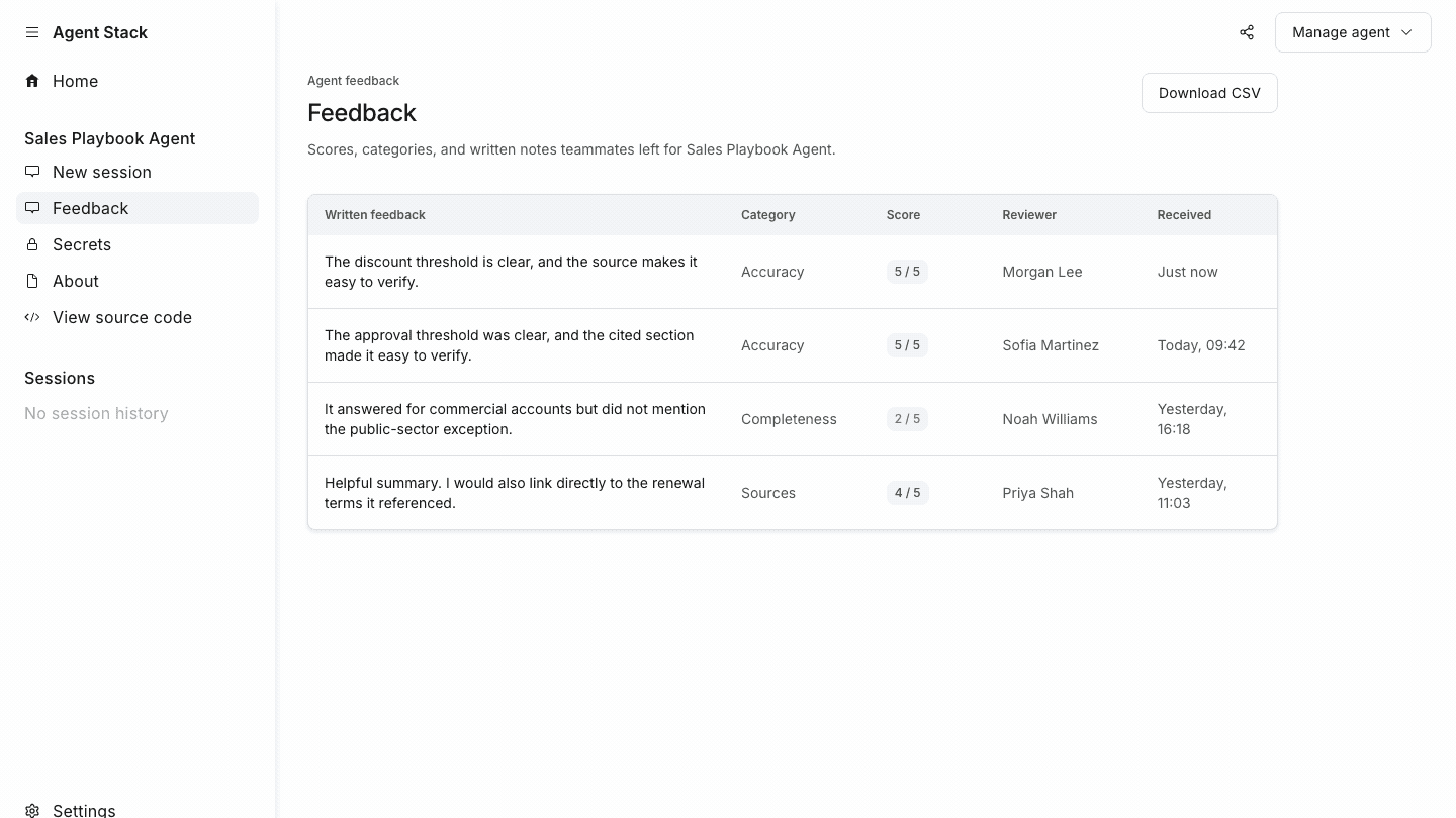 Agent Stack: a shared space to test and improve agents preview
